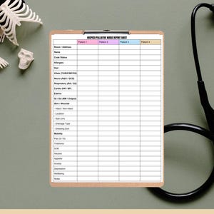Hospice Nurse Report Sheet, Nurse Cheat Sheet, Printable Assessment ...