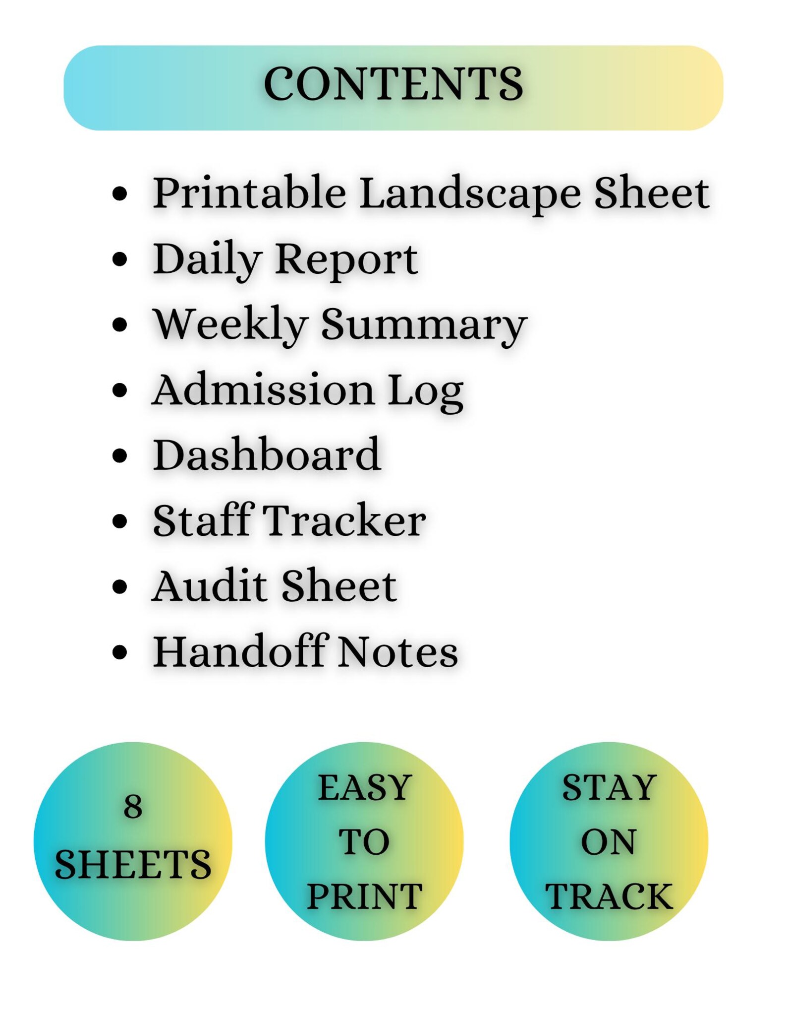 Nursing Supervisor Report Toolkit, Editable Excel Sheets for Clinical ...