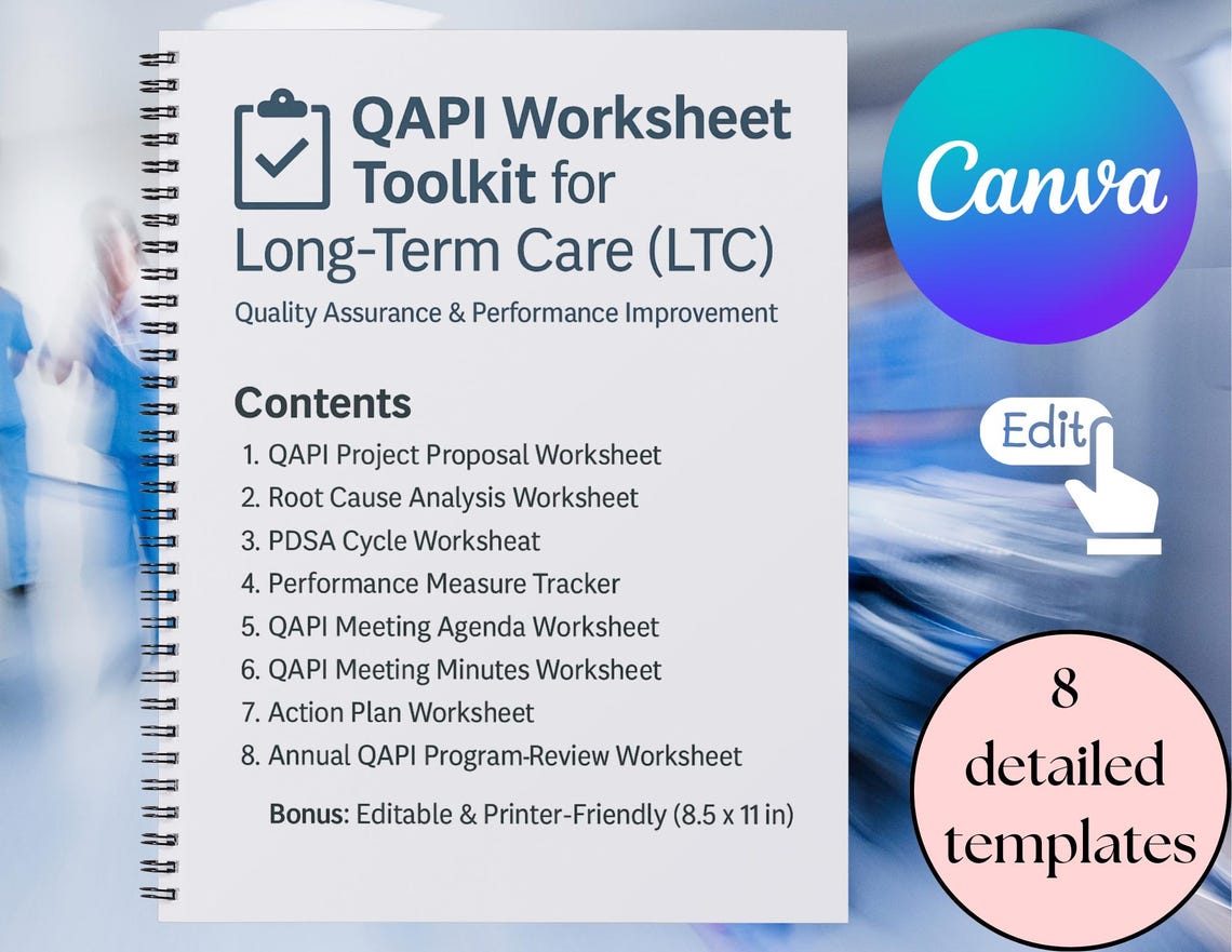 Qapi Written Plan Example QAPI Worksheet Toolkit, Long Term Care Forms, Nursing Home Compliance ...