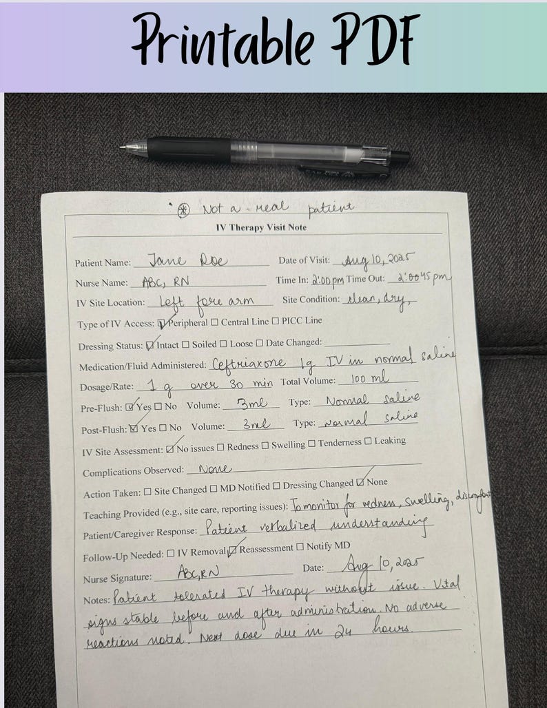 Client Visit Notes Home Health Nurse Documentation Template, Editable Printable SNF Notes ...