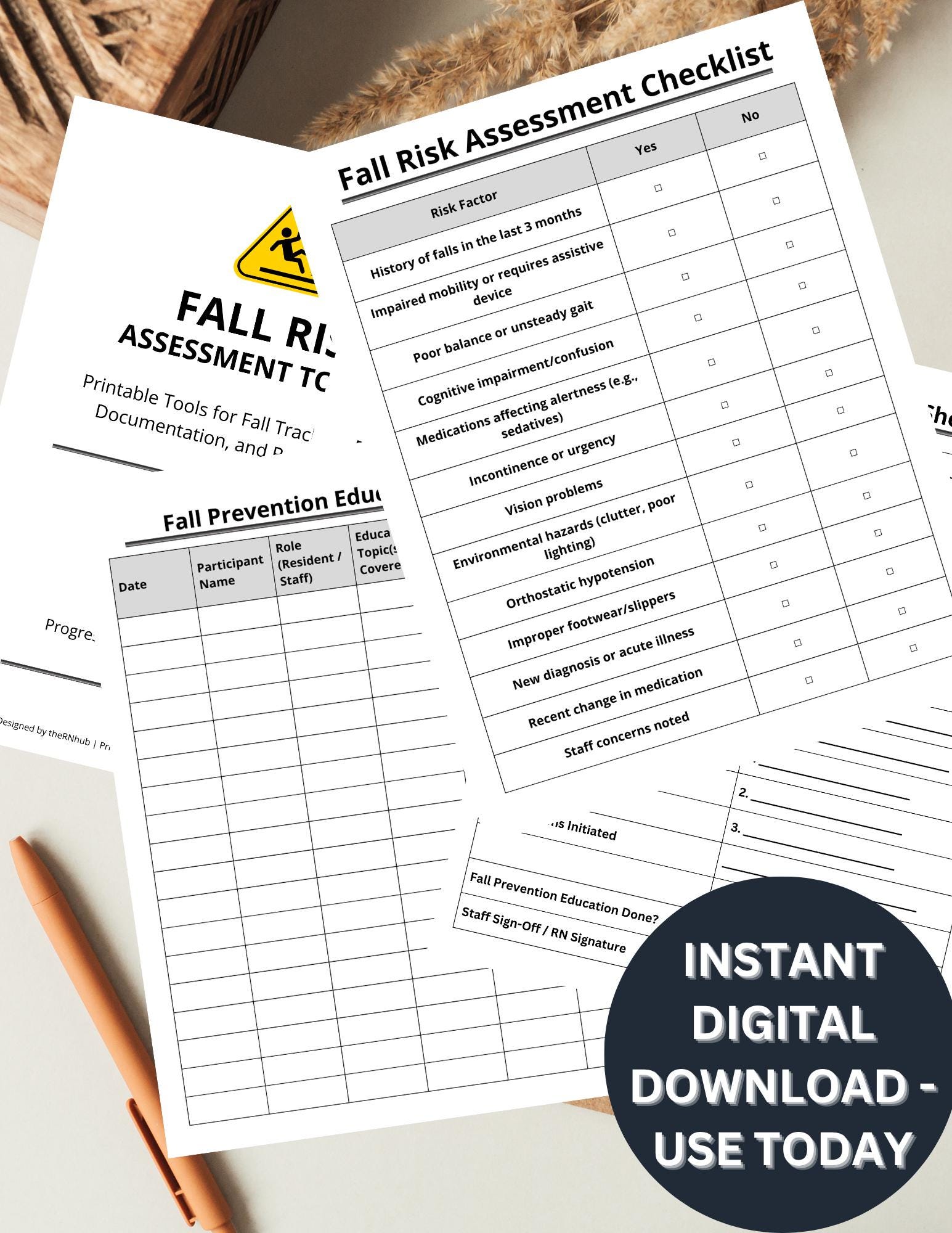 Printable Fall Risk Bank Printable Fall Risk Toolkit for Nursing Homes, Printable LTC Forms ...