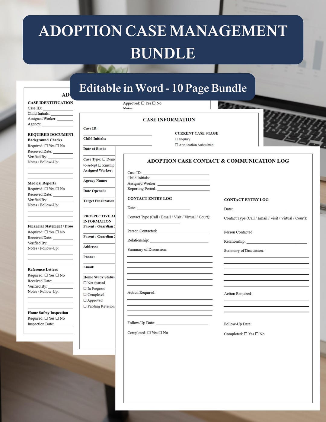Editable Adoption Case Management Printable Bundle for Social Worker ...