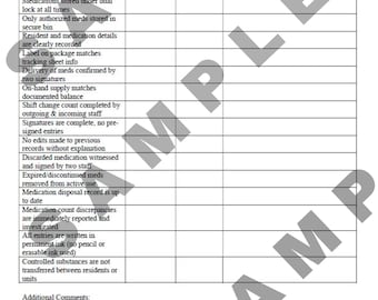 Controlled Substance Audit Log, Medication Count Tracker Printable, Monthly Medication Log Sheet, Instant Download, doc dow nursing med tool