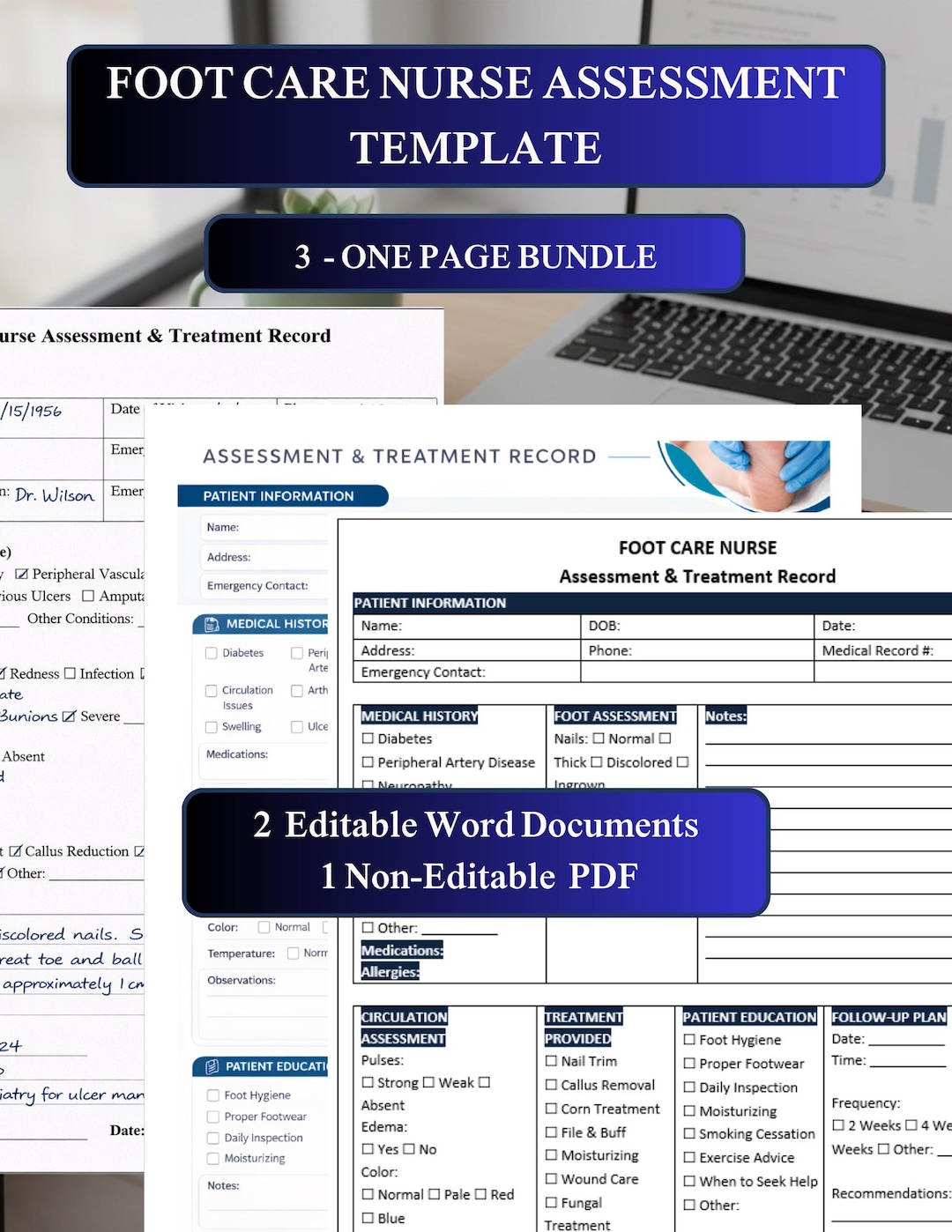 Podiatry Notes Examples Foot Care Nurse Assessment Template, Podiatry Charting Form for RN, RPN ...