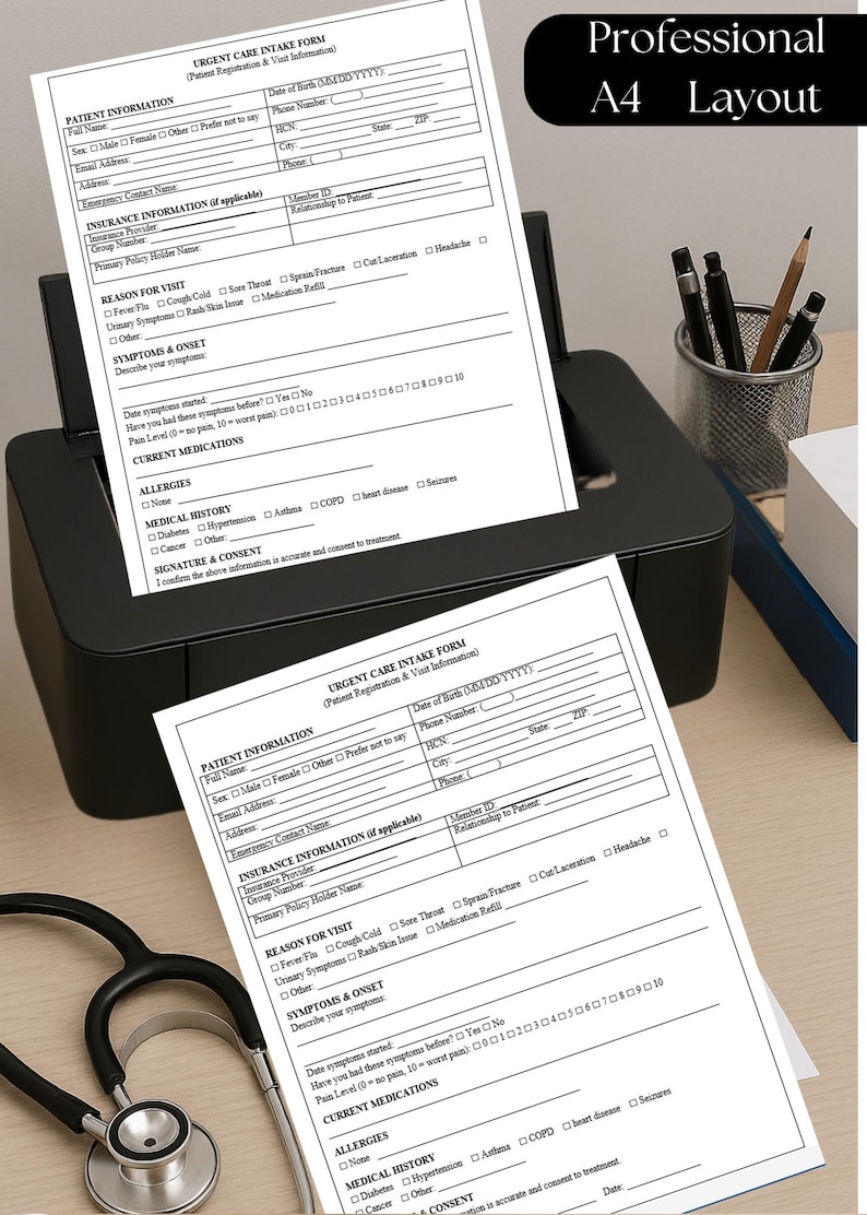 Printable Urgent Care New Patient Registration Form for Walk in Clinics ...