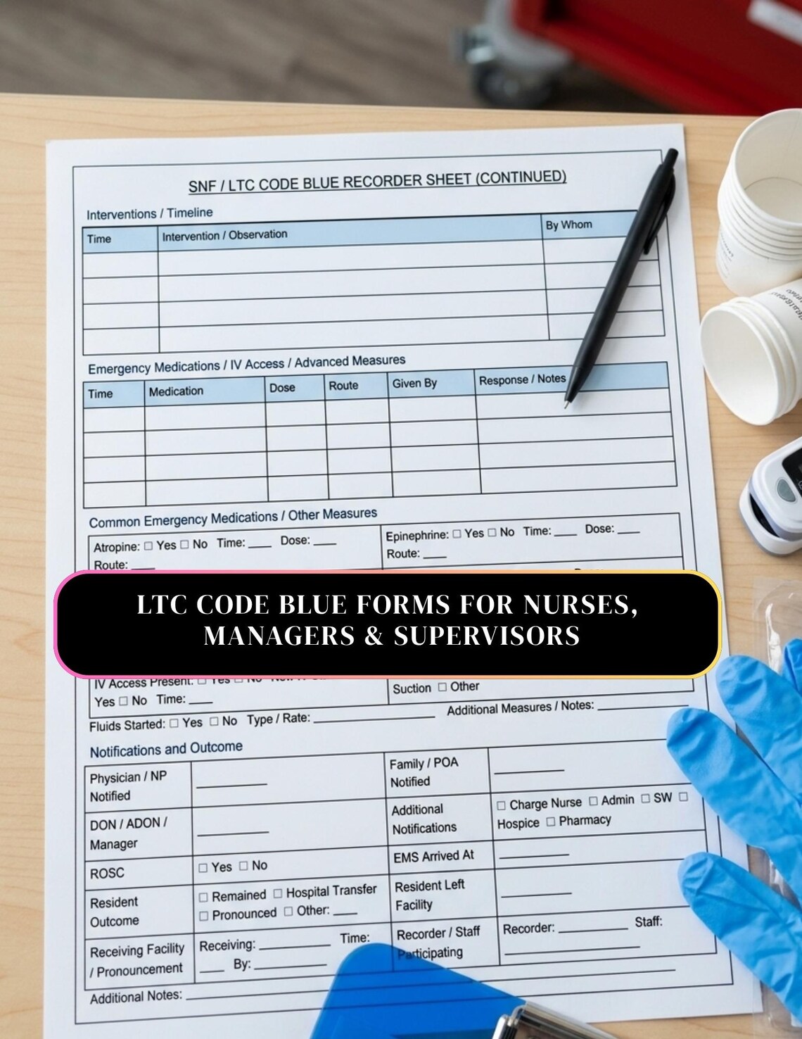 Editable Code Blue Template for SNF and LTC , Post Code Debrief Form ...