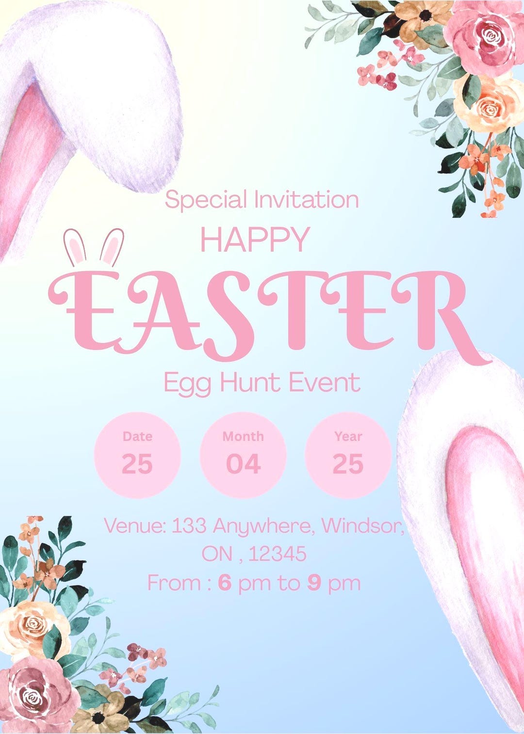 Easter Egg Hunt Flyer Template | Printable Easter Party Invitation ...