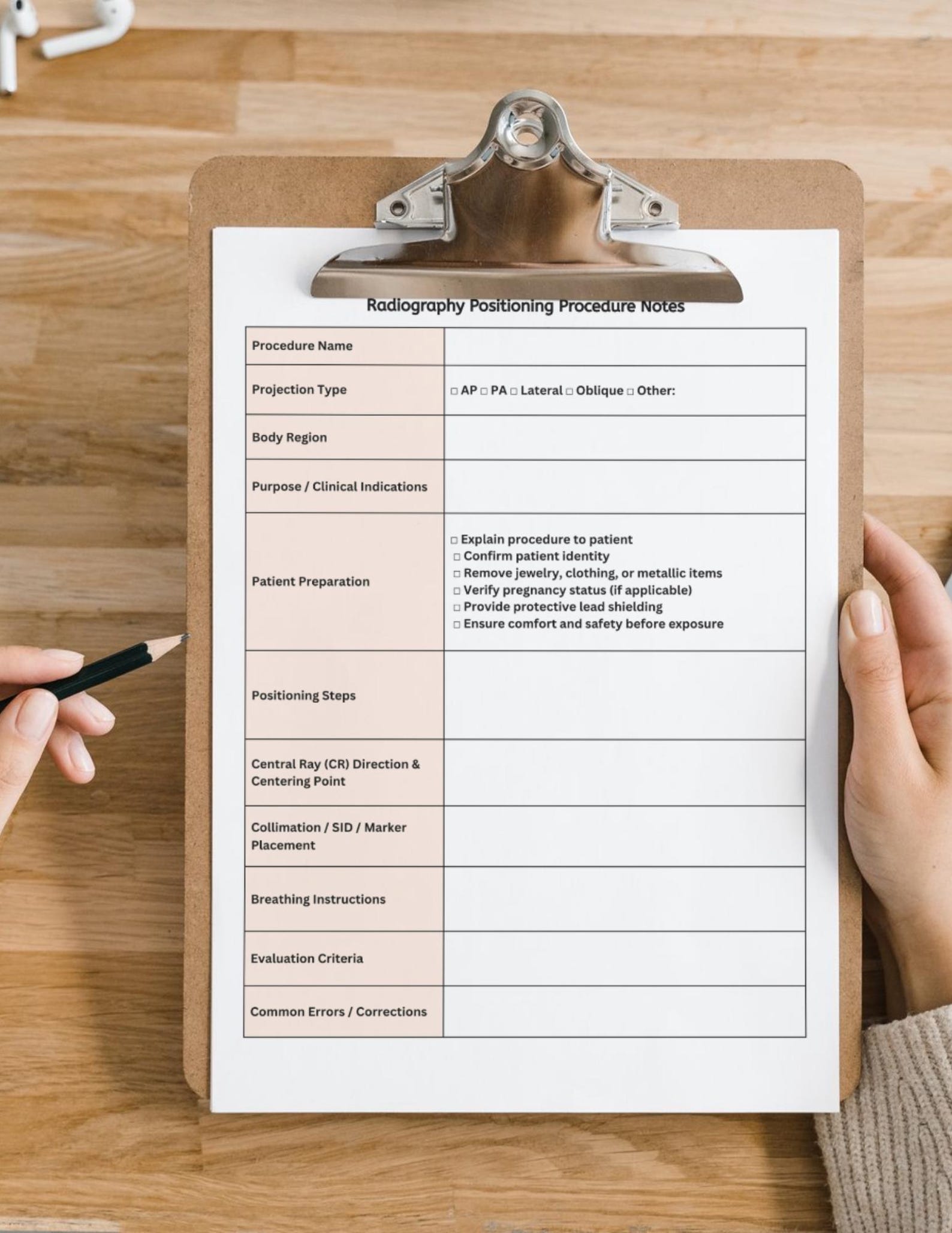 Radiography Positioning Procedure Notes Template – Editable Canva Form ...
