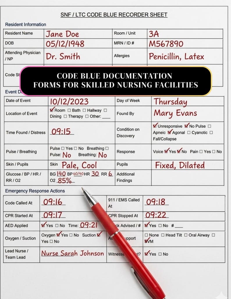 Code Blue Debriefing Form.pdf Editable Code Blue Template for SNF and LTC , Post Code Debrief Form ...