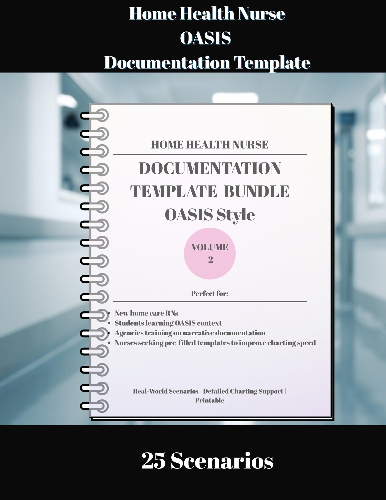 Home Health Nursing Notes Bundle, Printable Charting Templates, 25 Real ...