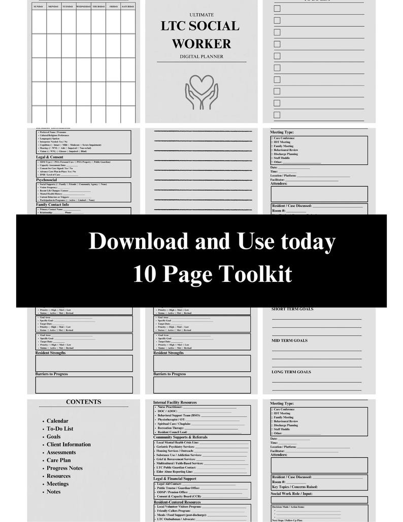 LTC Social Work Planner, Nursing Home Social Work Template, Editable ...