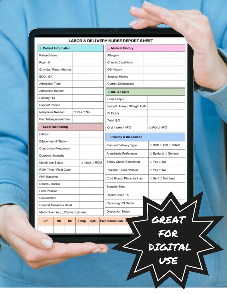 Editable OB Nurse Report Sheet, L&D Nurse Shift Handoff, Mother Baby ...