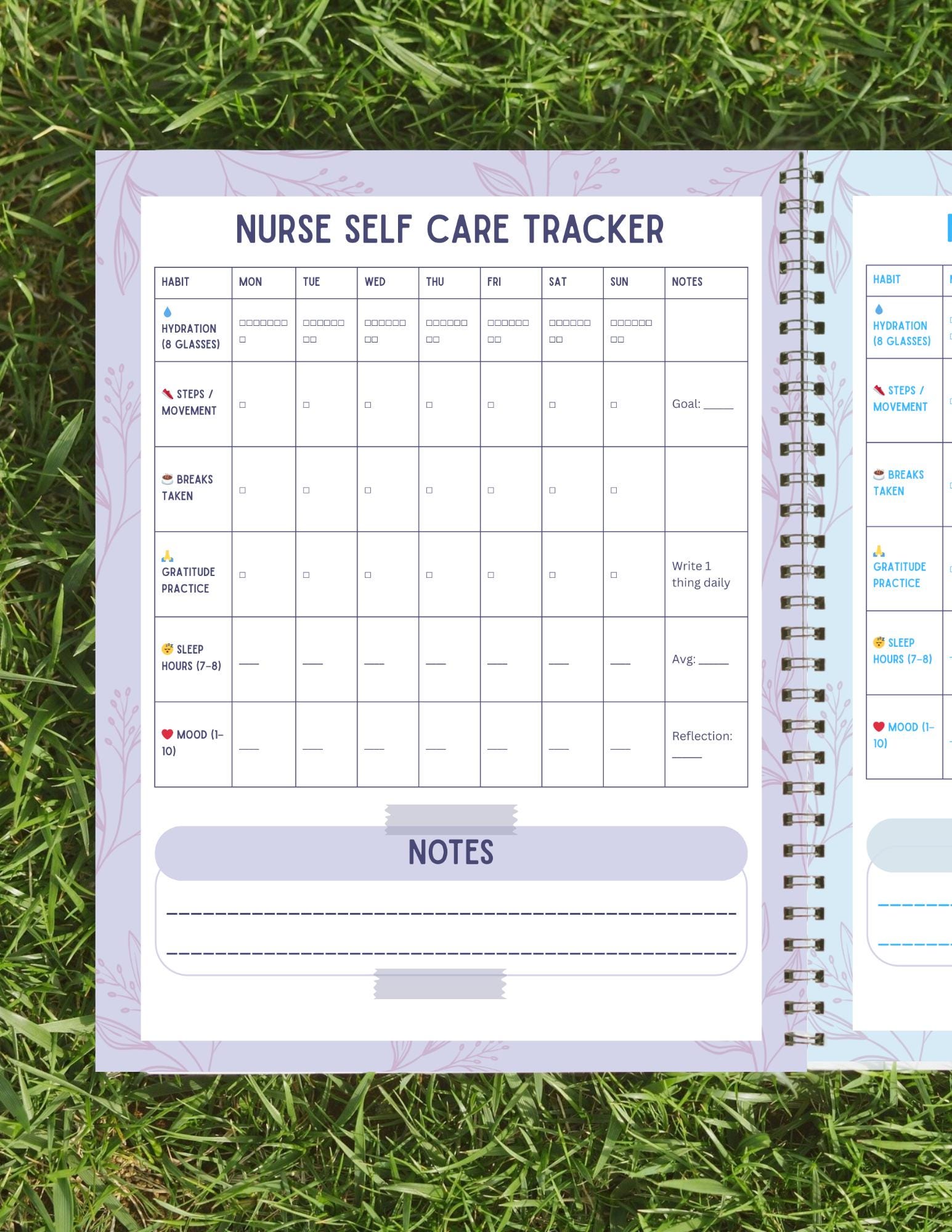 Task Tracker For Nurses Example Nurse Self Care Tracker, Wellness Planner (PDF) - Etsy