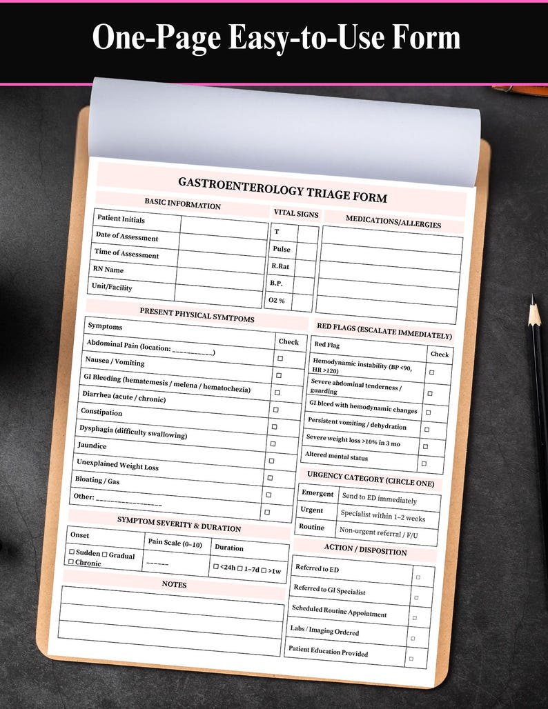 Search Urgency Form.pdf Gastroenterology Triage Nurse Question Sheet, Printable GI Patient ...
