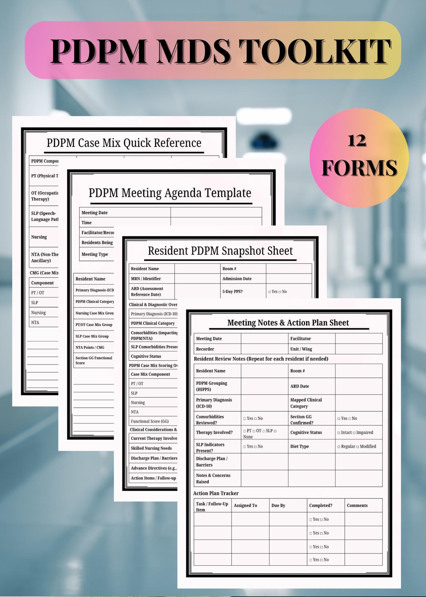 PDPM MDS Meeting Printable Toolkit for Mds Coordinator, Director