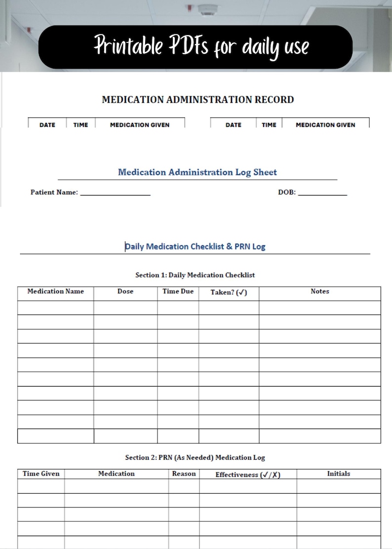 Medication Pass Observation Worksheet.pdf Printable Medication Administration Record Bundle, Nurse & Caregiver ...