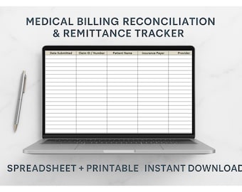 Spreadhseet for Medical Billing Tracker bundle for Insurance Reconciliation Spreadsheet, Claims Management Excel Sheet, healthcare tool