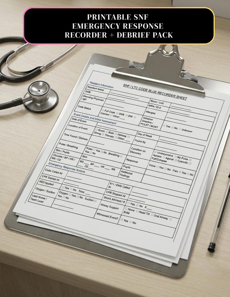 Initial Snf Forms.pdf Editable Code Blue Template for SNF and LTC , Post Code Debrief Form ...