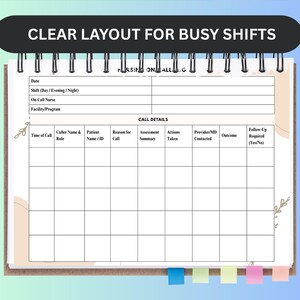 Nursing On-call Log Template Landscape | Printable Nurse Call Sheet PDF ...