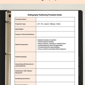 Radiography Positioning Procedure Notes Template – Editable Canva Form ...