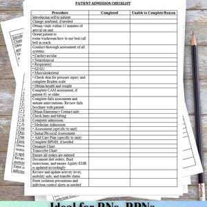 Patient Admission Checklist Template for Nurses, Editable Word Document ...