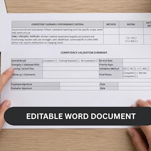 Competency Chart Format Hospice Nurse Clinical Competency Checklist, Editable Word Template ...
