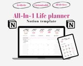 2025 Notion Planner All-In-1 Life Planner Dashboard, That Girl Aesthetic Notion Template, Minimal Personal Planner, ADHD Notion