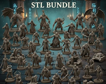 Pakiet Mega Tabletop STL o pojemności ponad 500 GB, miniatury do druku 3D, teren, stworzenia fantasy, bohaterowie, armie, pliki do druku 3D, wydruki 3D, pobieranie cyfrowe