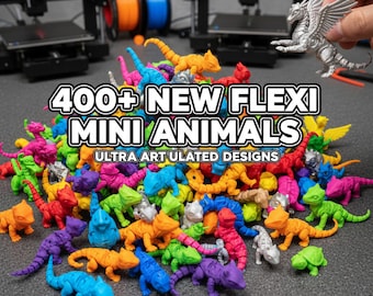 Más de 400 archivos STL de animales articulados. Paquete de dragones STL. Juguetes de animales flexibles para imprimir en 3D.