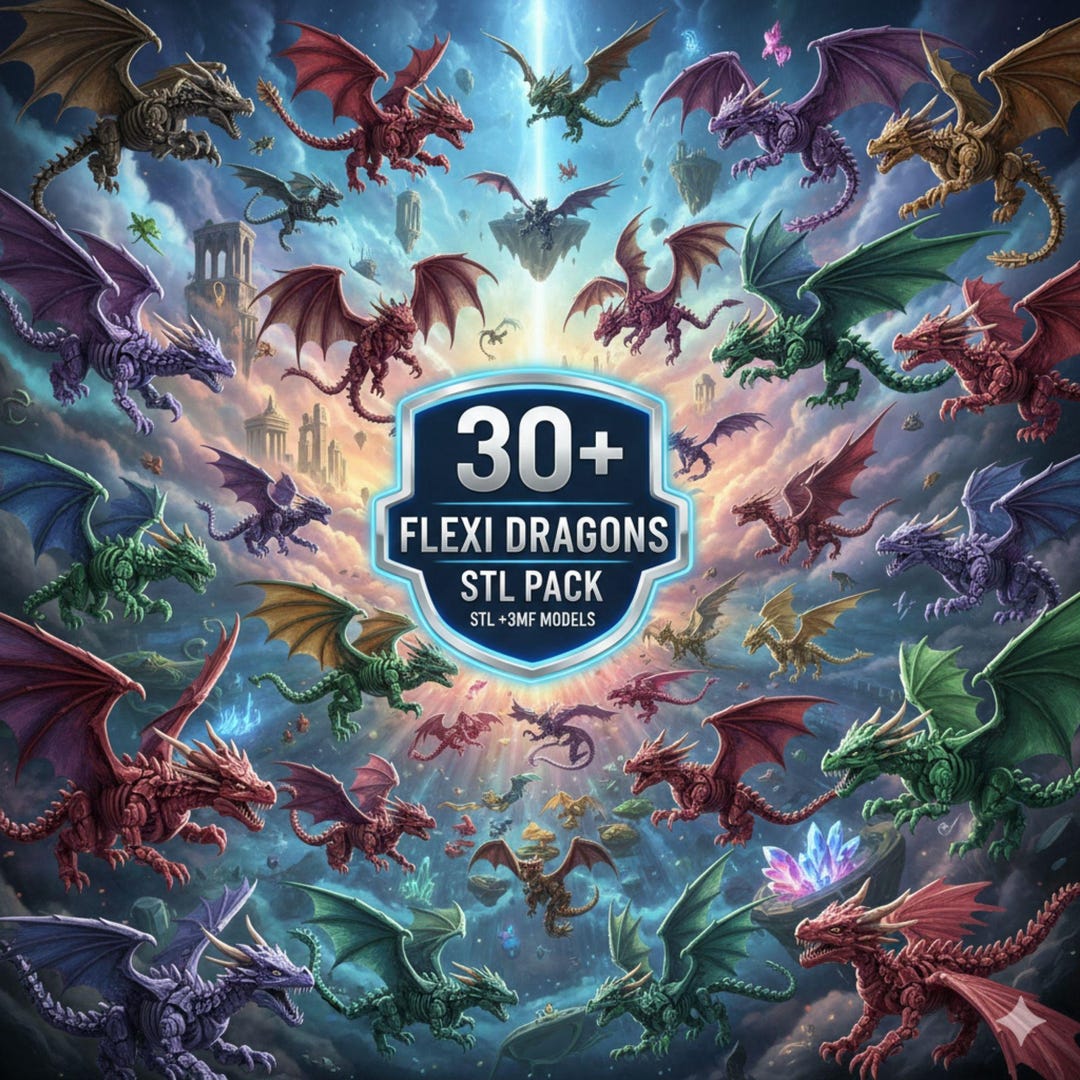 30+ Flexi Dragons STL Pack | Articulated Dragon STL Files | 3D Print ...