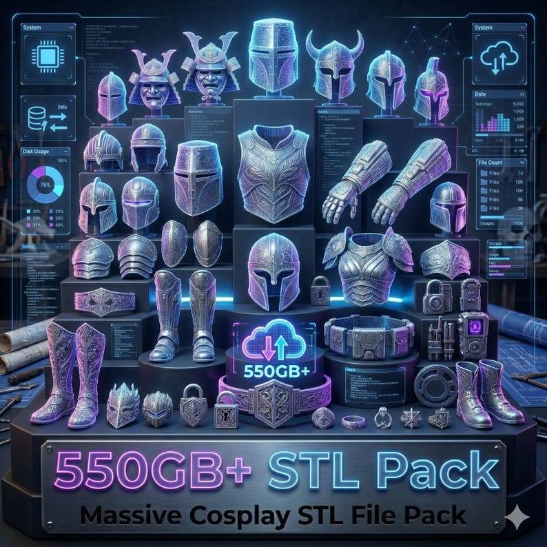 550GB Massive Cosplay STL Pack, Helmet Armor STL Files Bundle, 3D Print ...
