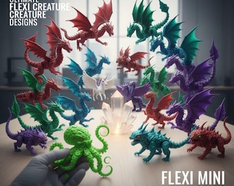 16+ Articulated Flexi Animals Dragon 3D Printable Flexi Toys Print Pack Flexible Jointed Models