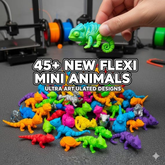 45+Articulated Animals STL Bundle Dragon Flexi Toys 3D Print Pack Kids Flexible Jointed