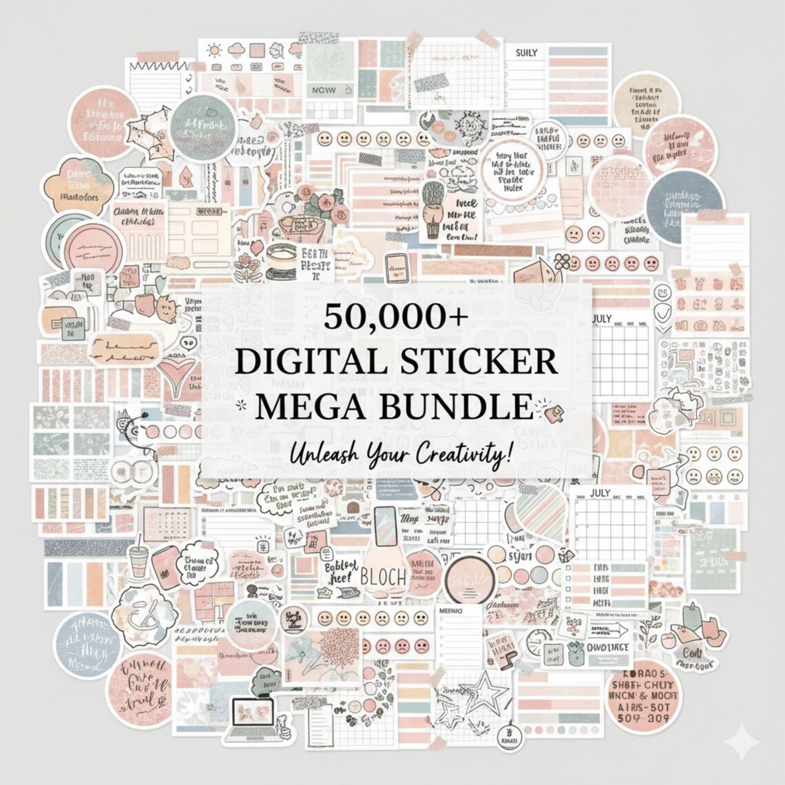 50,000+ Digital Sticker Mega Bundle, PNG Stickers for Planner, Journal ...