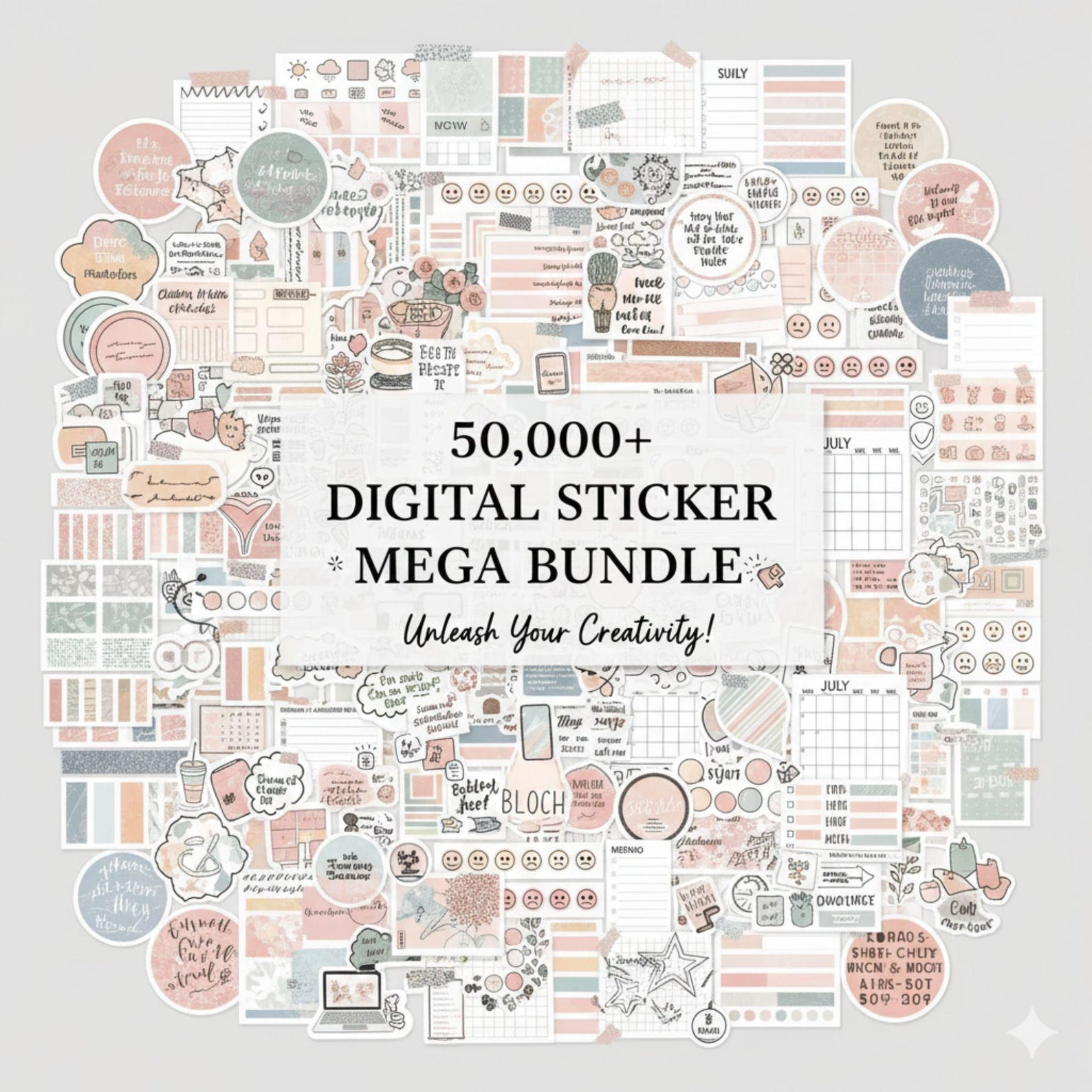 Mega Word Sticker 50,000+ Digital Sticker Mega Bundle, PNG Stickers for Planner, Journal ...