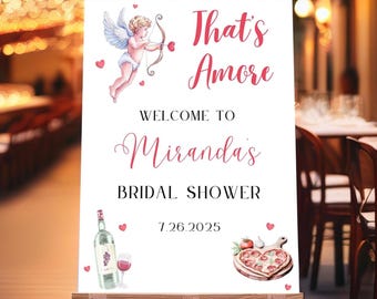 That's Amore Bridal Shower Welcome Sign | Italian Themed Bridal Shower Welcome Sign Digital Template | Romantic Bridal Shower Welcome Sign