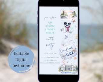 Invito alla festa "L'estate in cui sono diventata carina" / Invito digitale TSITP / Festa "L'estate in cui sono diventata carina" / Cousins Beach / Modificabile