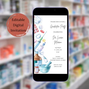 Pharmacist Graduation Party Invitation | Digital Pharmacy Grad Invitation Template | Pharmacy | Pharmacist | Pharmacy School | Editable