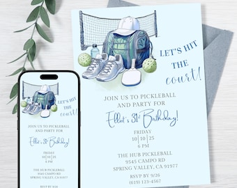 Pickleball Birthday Invitation | Pickleball Party Invitation Digital Template | Birthday Invitation | Let's Hit The Court | Digital Download