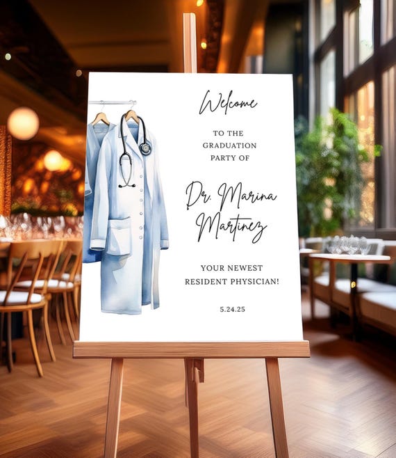 Doctor Graduation Welcome Sign | Doctor Graduation Party Welcome Sign Digital Template | Medical School Graduation | Doctor Grad | Editable