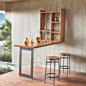 DIY Wall Mounted Murphy Bar Plans, Mini Bar Step by Step Build Plan ...