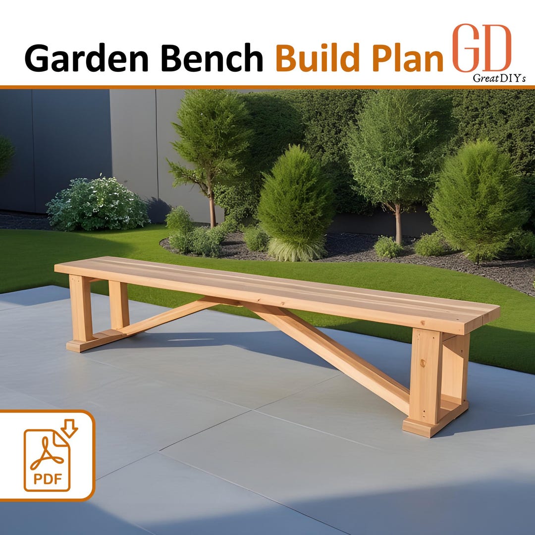 Farmhouse Bench Plan: Garden & Patio Bench, Woodworking Plans (PDF ...