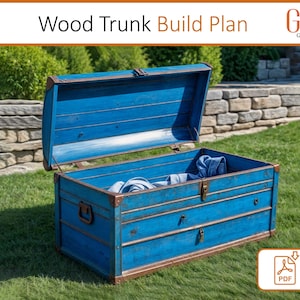 Wooden Trunk Build Plan: DIY Storage Chest Bench (PDF Downloadable Plans)
