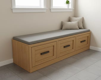 Kitchen Banquette with Storage Drawers: DIY Corner Bench Plan,kitchen dining nook (PDF Pattern)