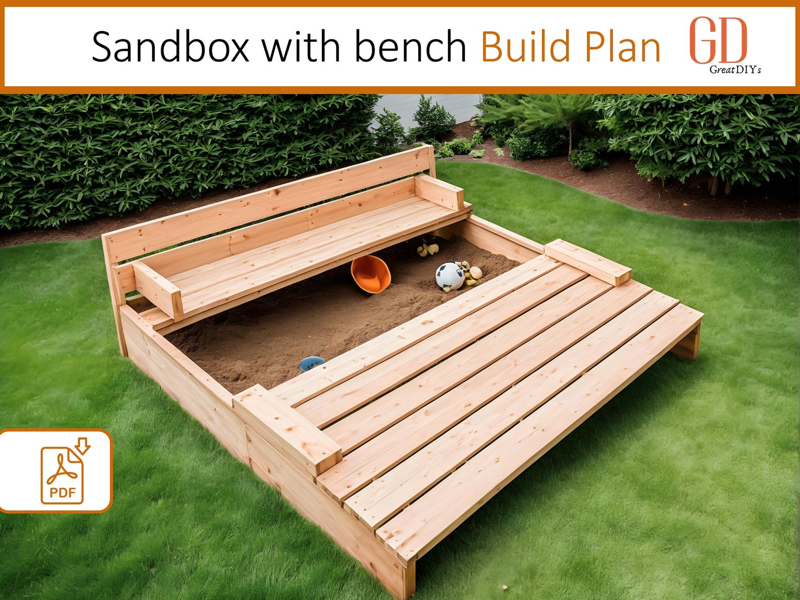 Sandbox With Bench Seats: Play Sand Box, Woodworking Plans (PDF ...