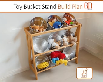 Toy Storage baskets Stand Plan: Woodworking Plans (PDF Download)