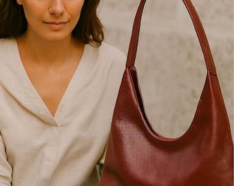 Bolsa tote de couro legítimo feita à mão, bolsa de ombro feminina