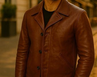 Handmade Cowhide Leather Jacket | Vintage Brown Retro Biker Outerwear