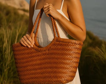 Handwoven Leather Hobo Bag: Braided Dark Brown Shoulder Tote