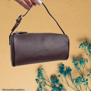 Leather 90s Pouch, Minimal Handbag, Small Top Handle Bag, Mini Tote Bags, Flexiable Hand Bag